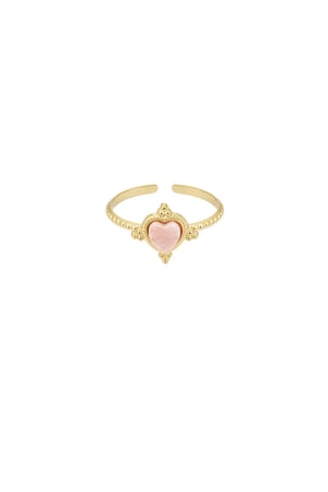 Ring with heart and stone - pink/Gold color h5 