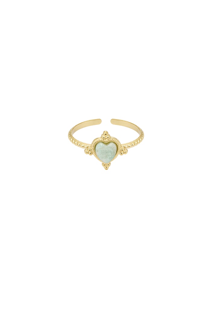 Ring with heart and stone - green/Gold color 