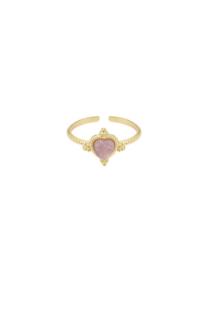 Ring with heart and stone - purple 