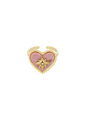 Love ring with stone - pink/Gold color h5 