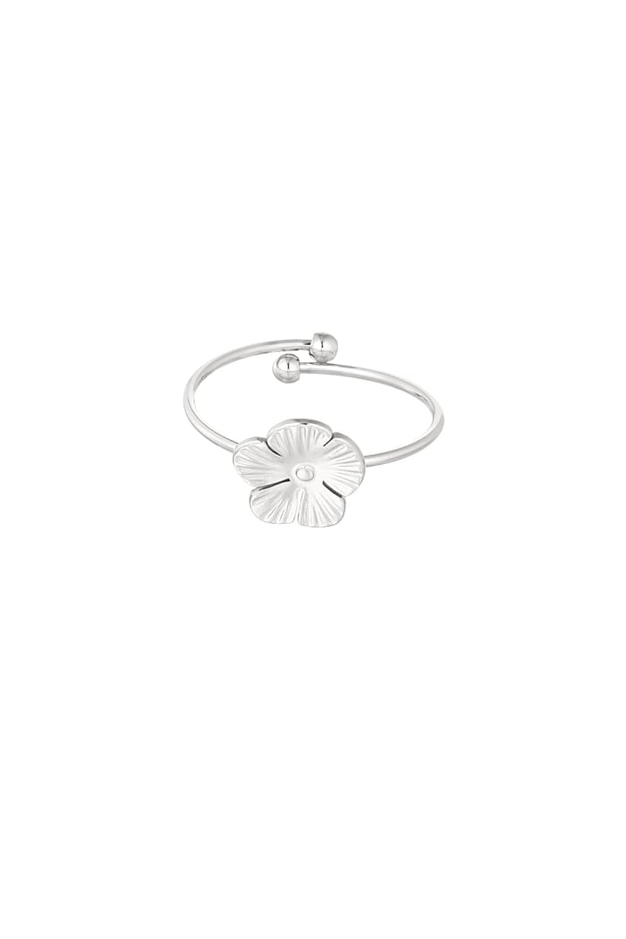 Ring with cute flower - Silver Color color 