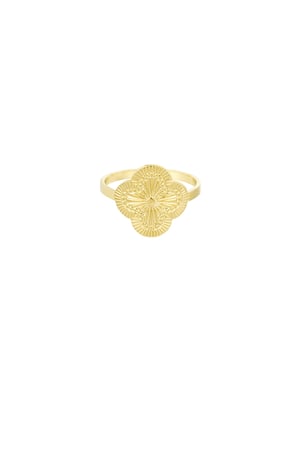 Clover ring with structure - Gold color h5 