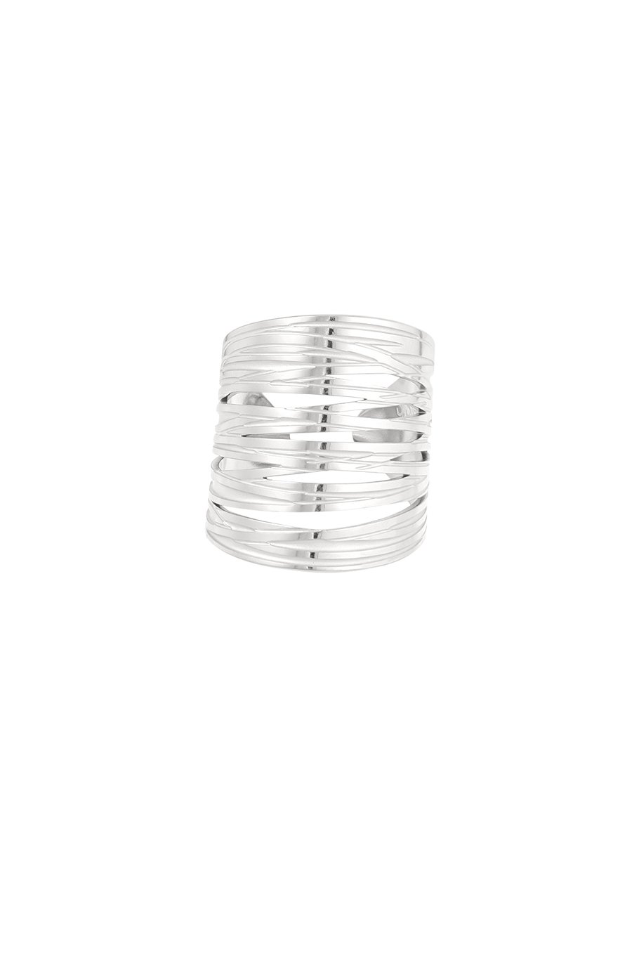 Langer offener Statement-Ring – Goldfarbe - Goldfarbefarbe 