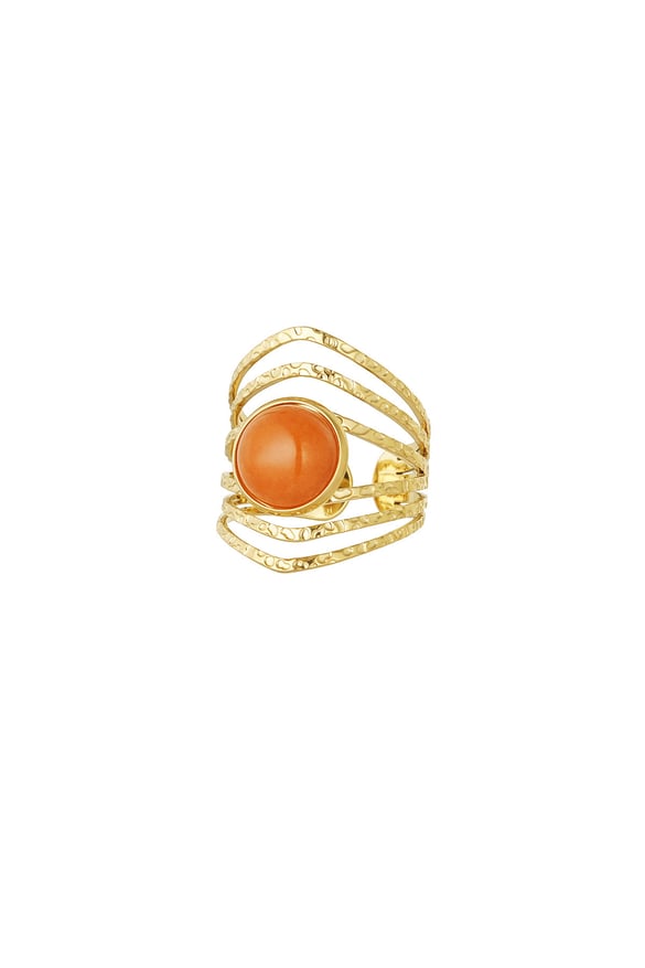 bague fantaisie avec pierre - couleur or 2