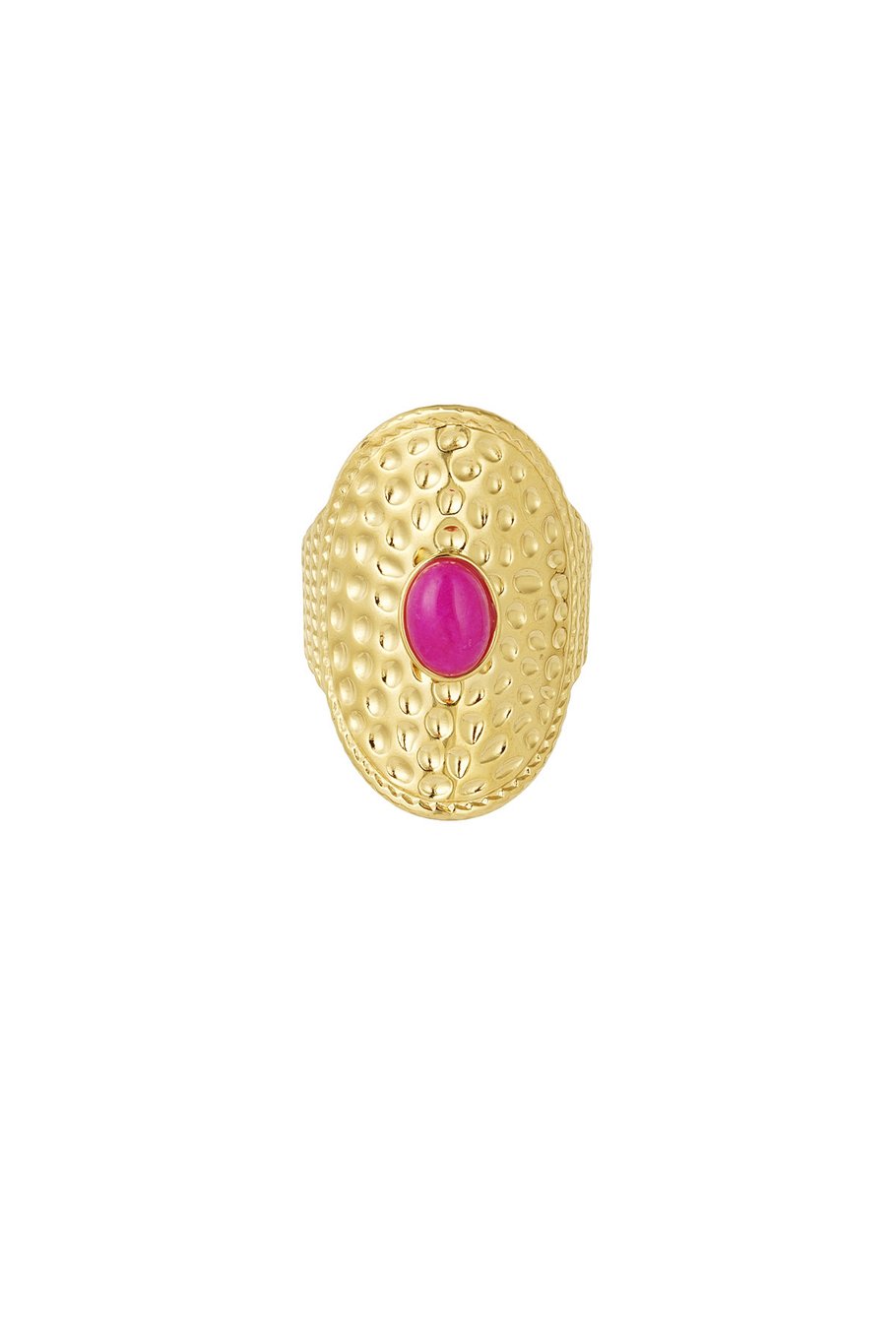 Statement-Ring rosa Stein – Goldfarbe - Goldfarbefarbe