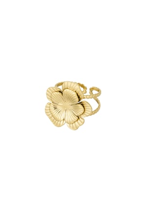 Ring with adjustable large flower - Gold color h5 