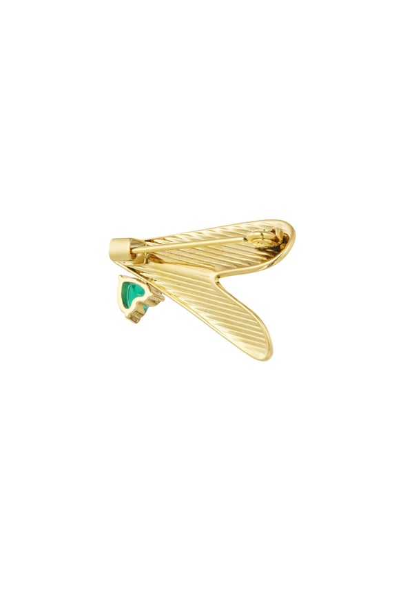 Liebesbrosche mit grünem Diamant – Goldfarbe - Goldfarbefarbe 2