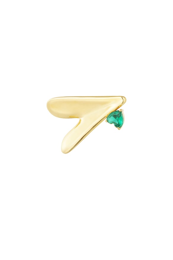 Liebesbrosche mit grünem Diamant – Goldfarbe - Goldfarbefarbe