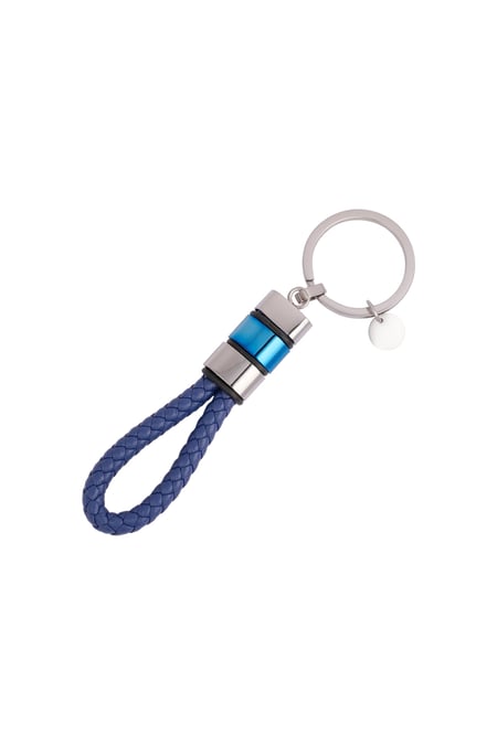 Braided men's key ring - dark blue