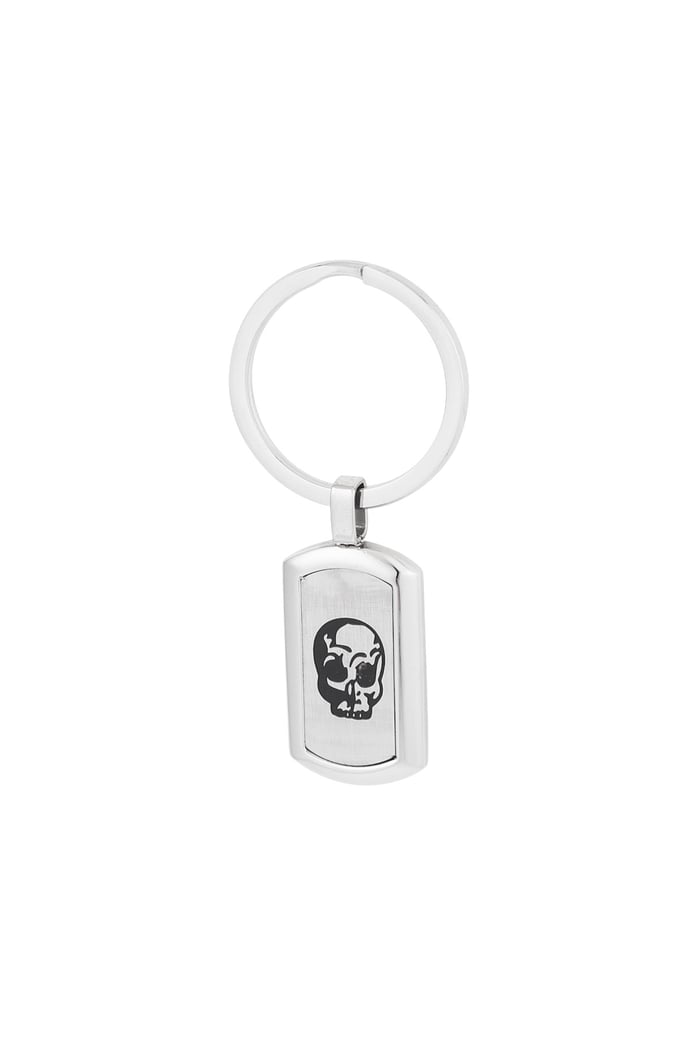 Keychain with skull charm - Silver Color color 