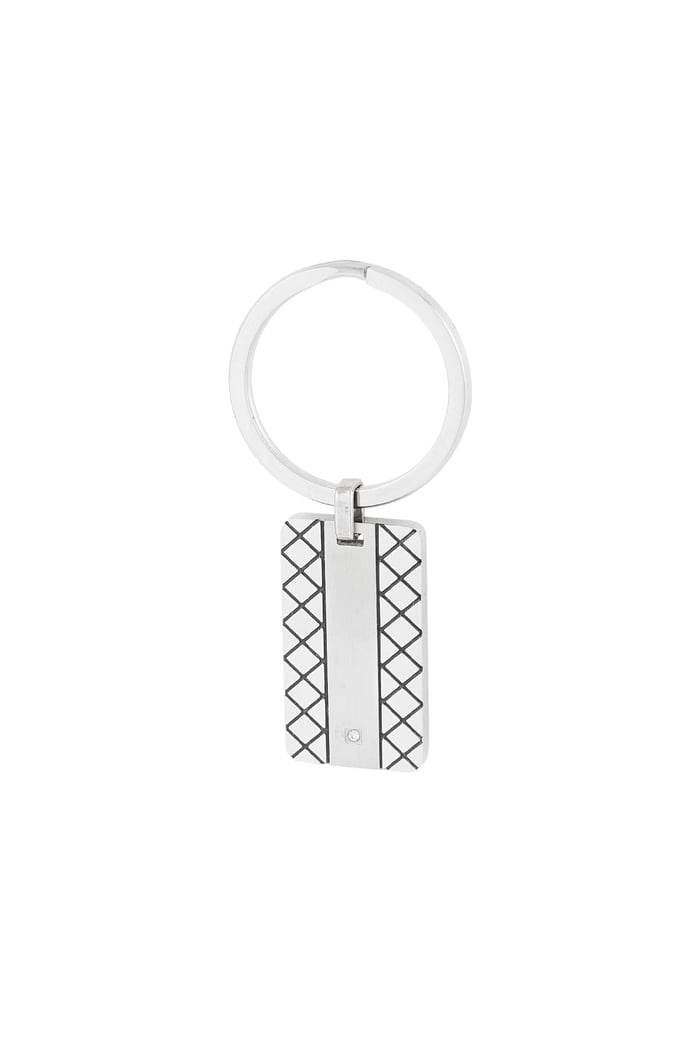 Keychain with pattern charm - Silver Color color 