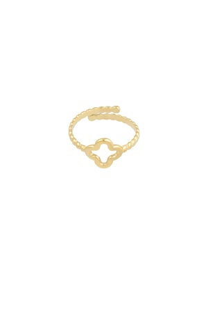 Twisted ring with clover - Gold color h5 Picture3