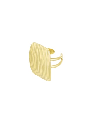 Structured square ring - Gold color h5 