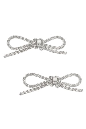 Diamante bow shoe clips - Silver Color color h5 Picture2