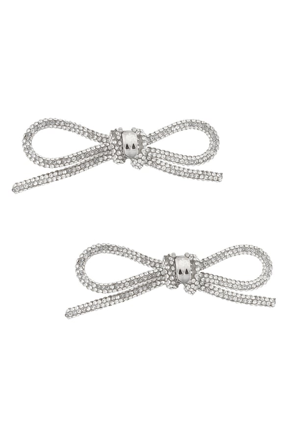 Clip per scarpe con fiocco Diamante - Colore argento