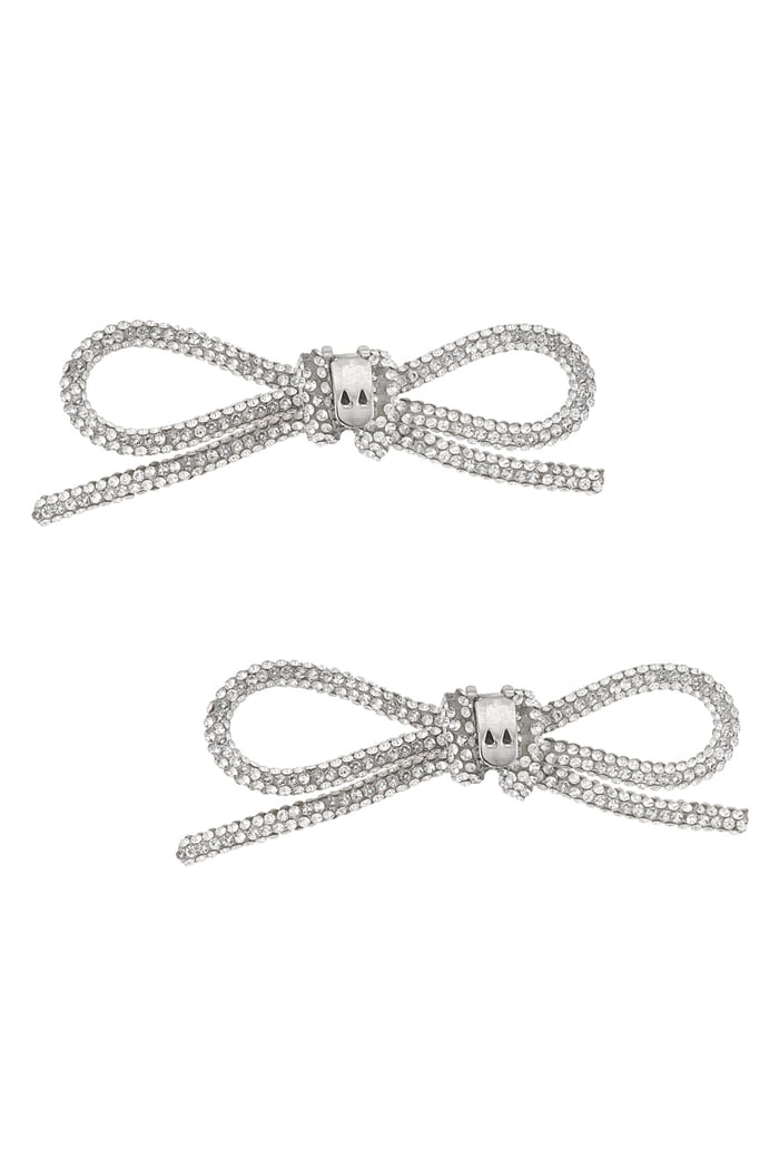 Diamante bow shoe clips - Silver Color color Picture2