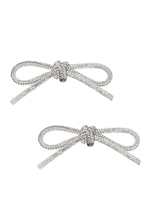 Diamante bow shoe clips - Silver Color color h5 