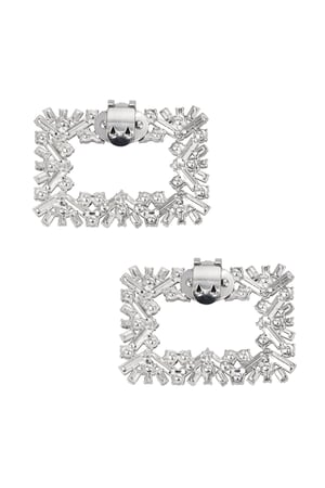 Square diamond shoe clips - Silver Color color h5 Picture2