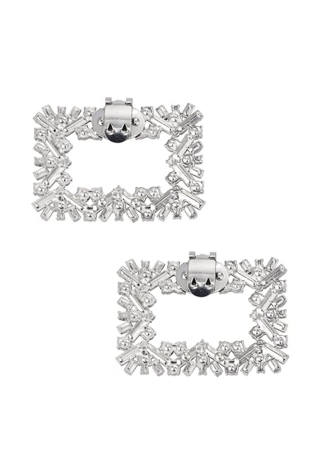 Square diamond shoe clips - Silver Color color