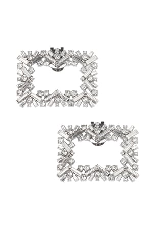 Square diamond shoe clips - Silver Color color h5 