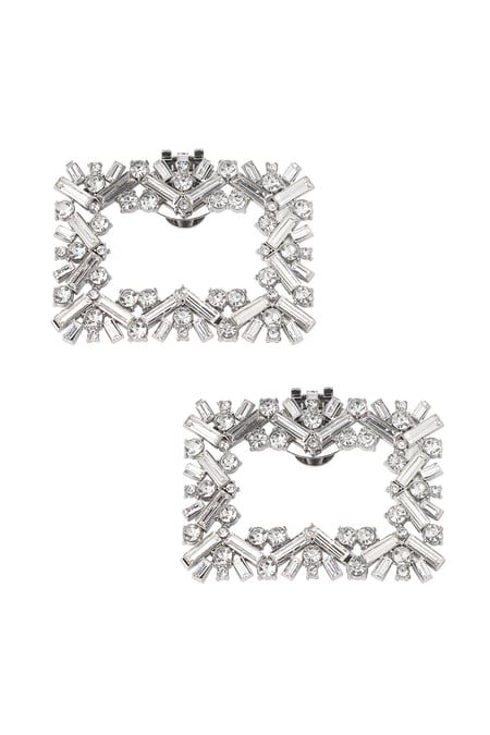 Square diamond shoe clips - Silver Color color 2