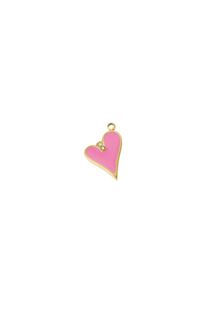 Charm shiny heart - pink 