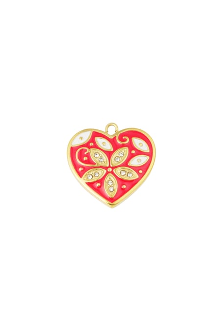 Heart with flower charm - baby pink 2