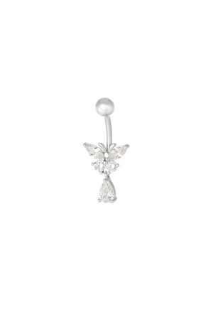 Bauchnabelpiercing Kristall Kurve - Silberfarbe h5 