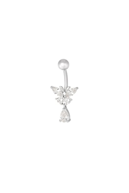 Navel piercing crystal curve - Silver Color color 2