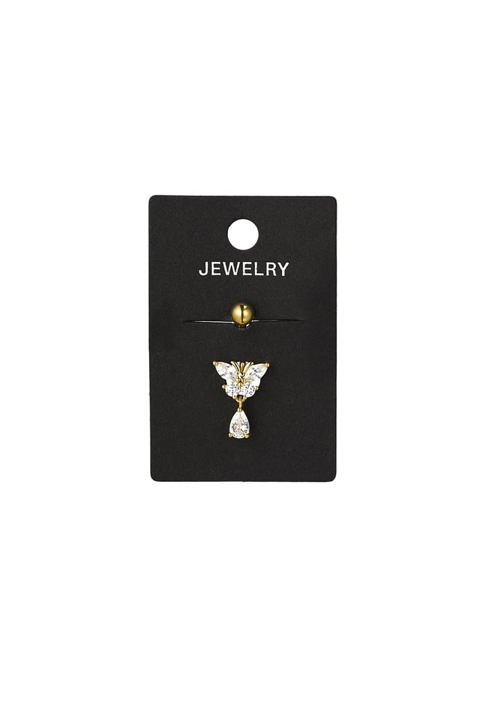 Navel piercing crystal curve - Gold color Picture3