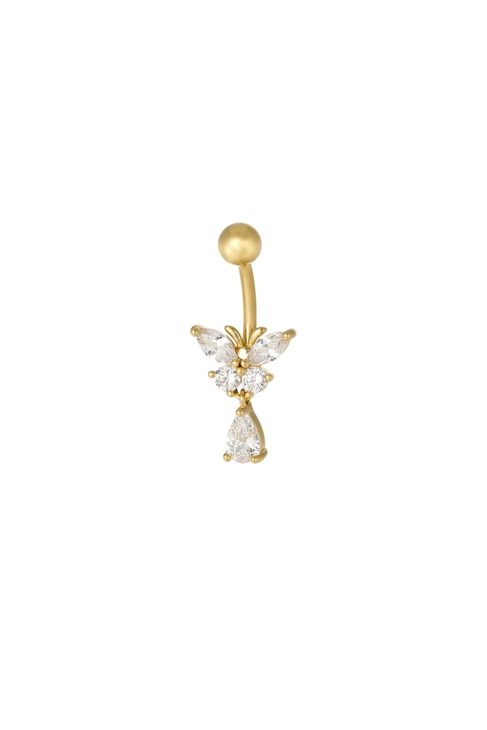 Navel piercing crystal curve - Gold color 