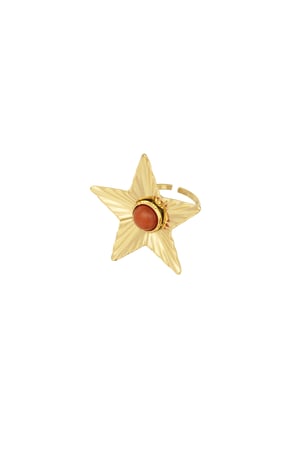 Star with colored stone ring - brown h5 