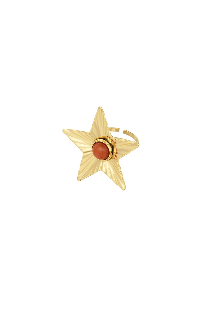 Star with colored stone ring - brown 