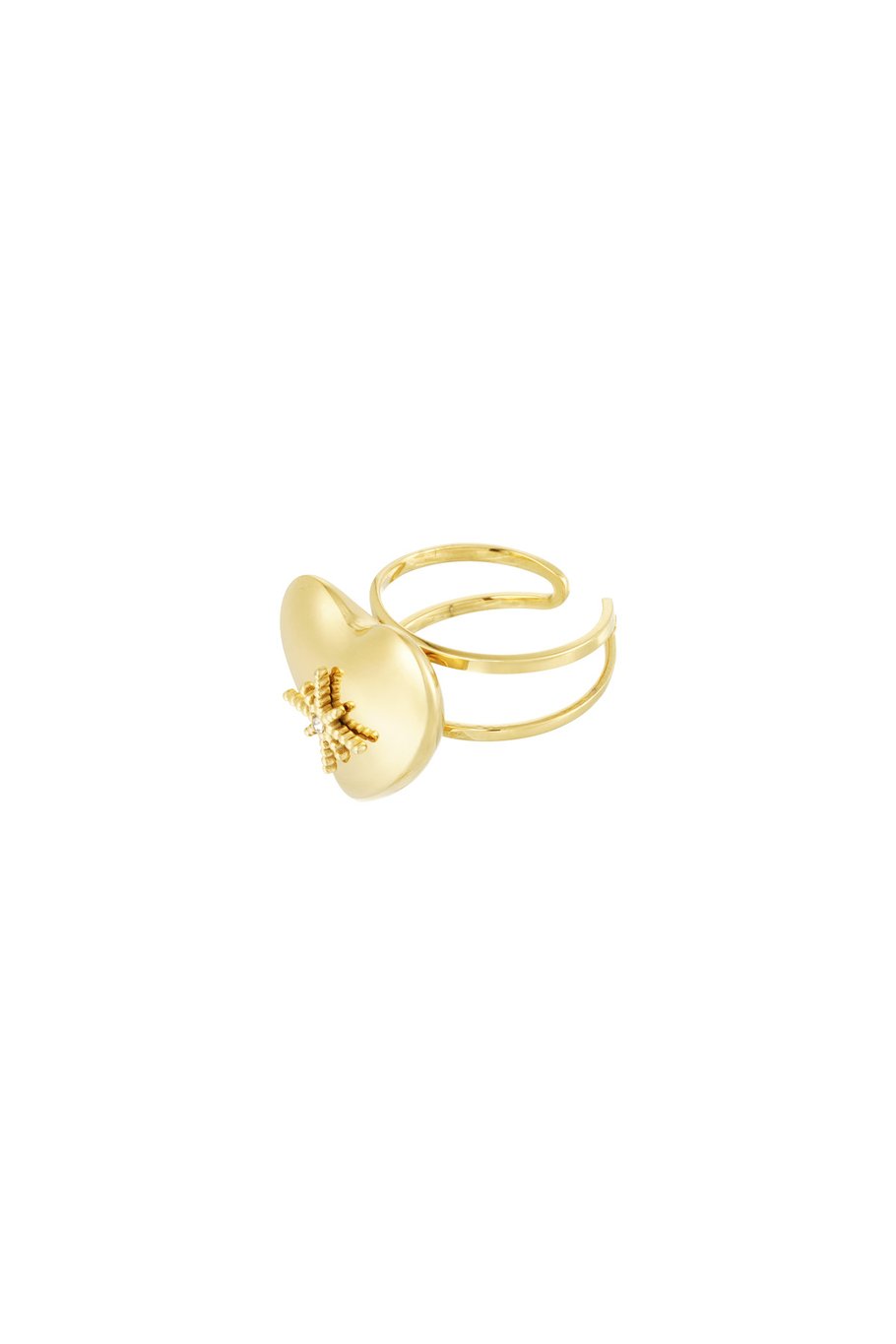 Big heart with stone ring - Gold color Picture3