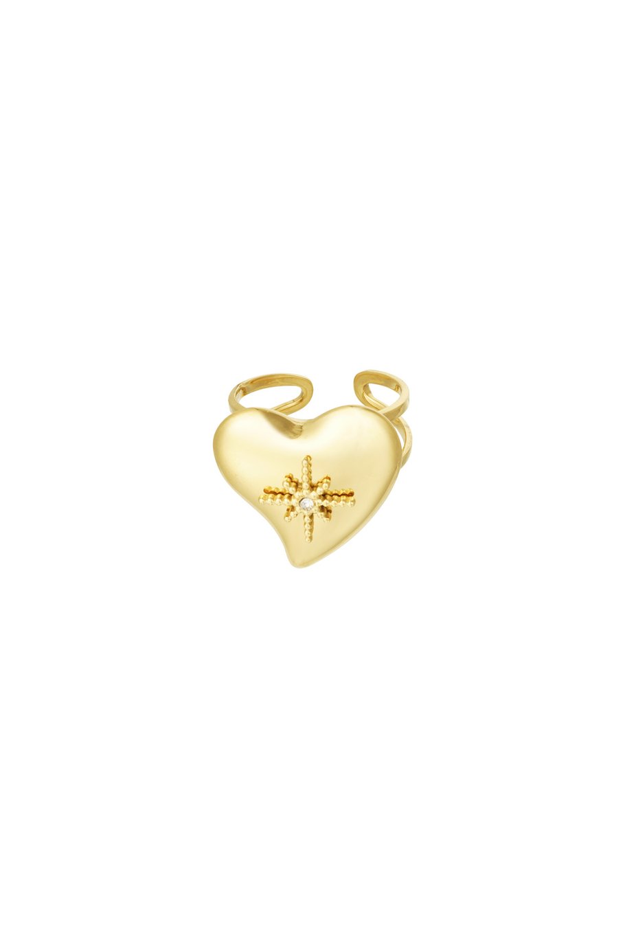 Big heart with stone ring - Gold color 