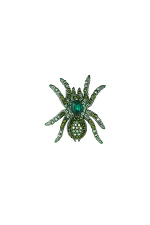 Glimmer spider brooch - green h5 