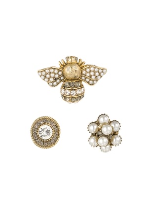 Brooches trio busy bee - white Gold color h5 