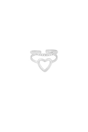 Heart & sparkle ring - Silver color h5 