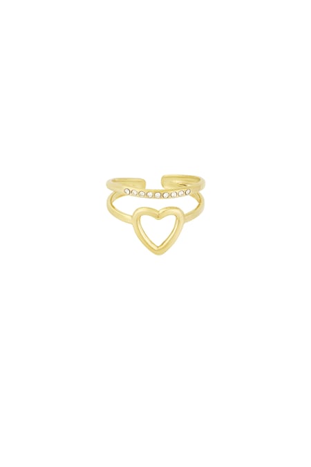 Anillo corazón y brillo - Color dorado 2