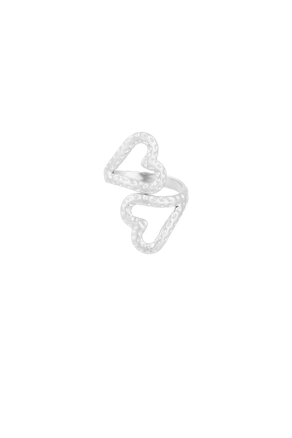 Double heart ring - Silver color