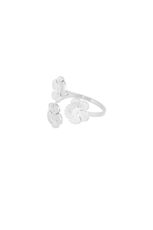 Anello trio floreale - Colore argento h5 Immagine3