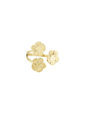 Floral trio ring - Gold color h5 