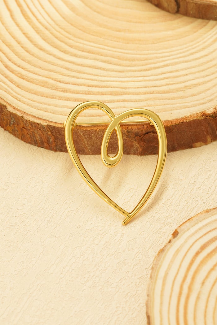 Brooch crazy heart - Gold color Picture4