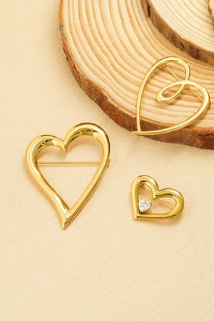 Brooch crazy heart - Gold color h5 Picture5