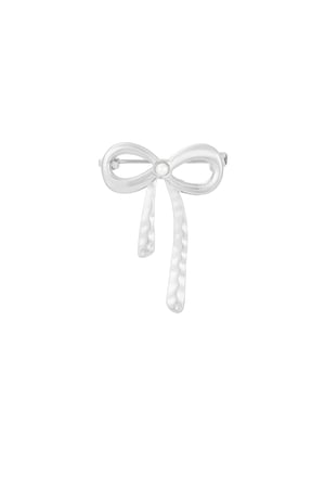 Brooch pearl bow - Silver color h5 