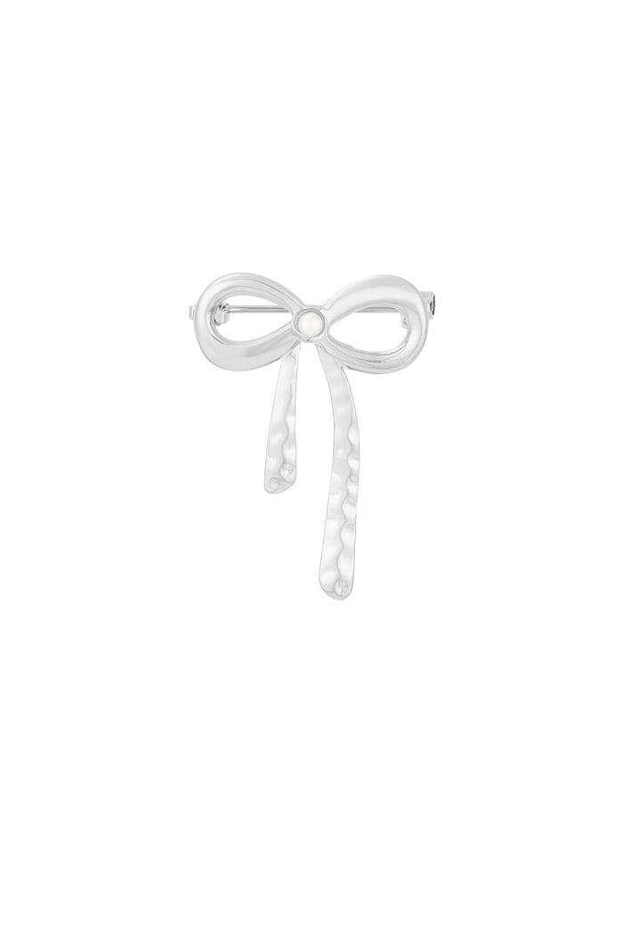 Brooch pearl bow - Silver color 