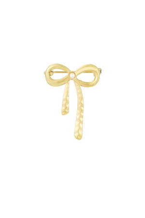 Brooch pearl bow - Gold color h5 