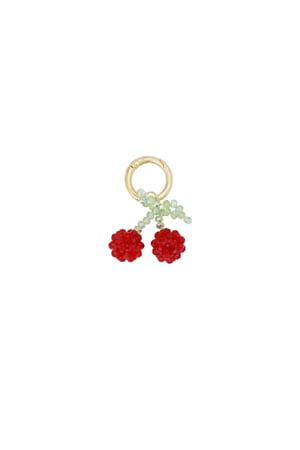 Cherry charm pendant - Red & green h5 