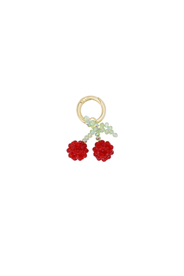 Cherry charm pendant - Red & green 