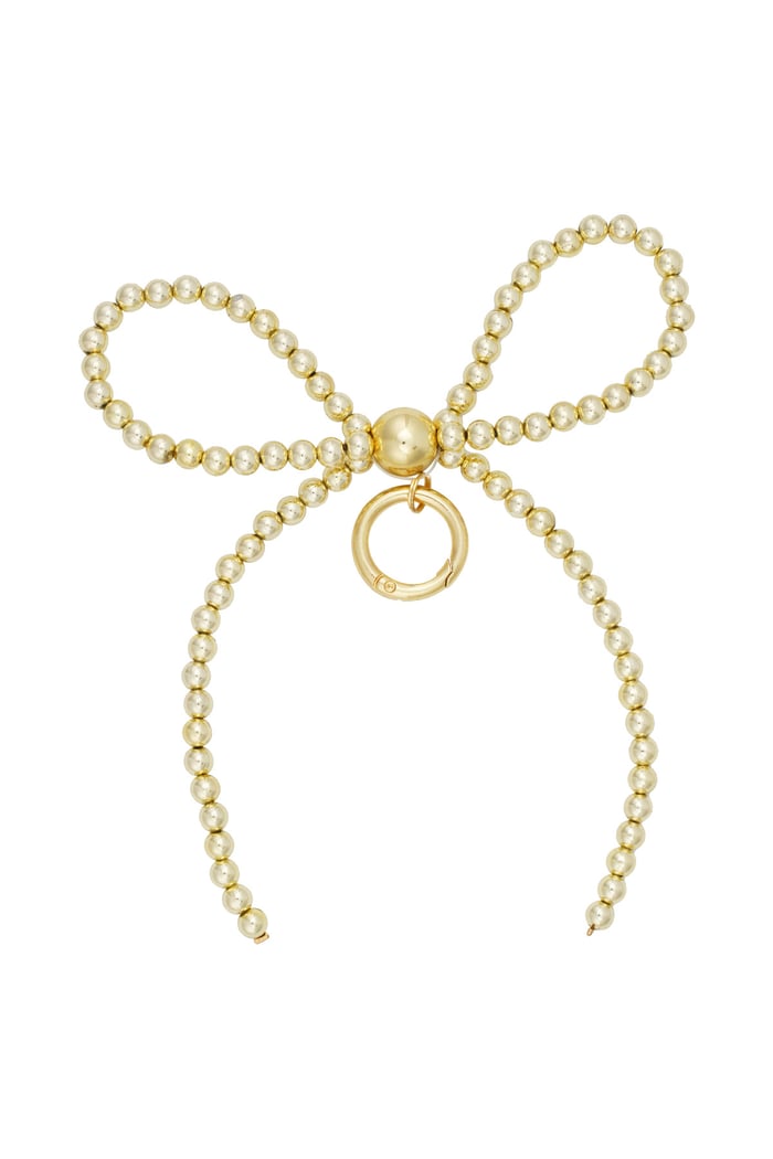 Beaded bow pendant - Gold color 